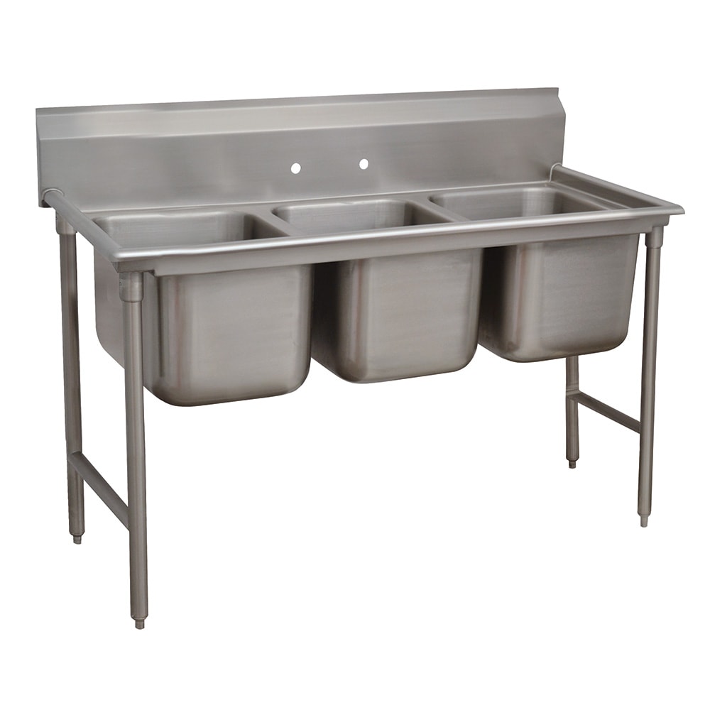 009-9354 64" 3 Compartment Sink w/ 16"L x 20"W Bowl, 12" Deep