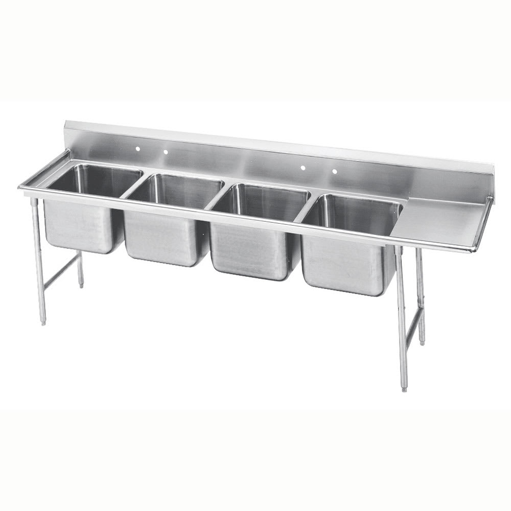 009-93848018R 111" 4 Compartment Sink w/ 20"L x 28"W Bowl, 12" Deep