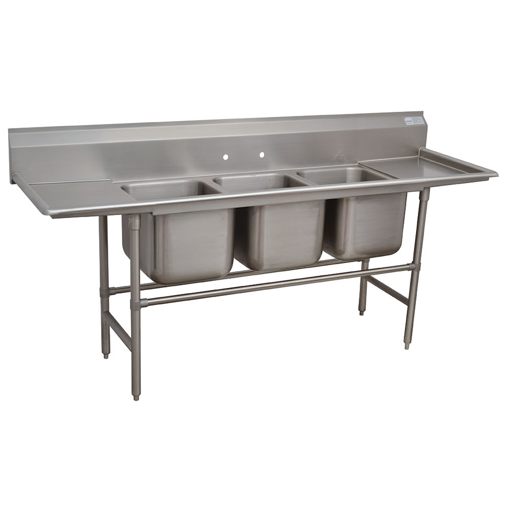 009-9435418RL 91" 3 Compartment Sink w/ 16"L x 20"W Bowl, 14" Deep
