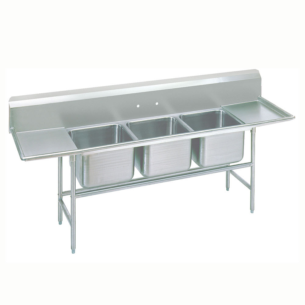 009-9437236RL 151" 3 Compartment Sink w/ 24"L x 24"W Bowl, 12" Deep