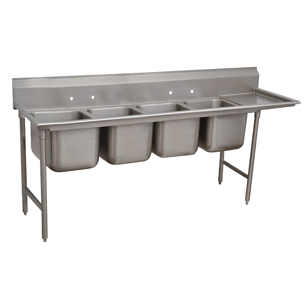 009-947218R 95" 4 Compartment Sink w/ 16"L x 20"W Bowl, 12" Deep