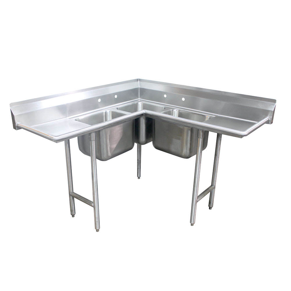009-94K224D 71" 3 Compartment Sink w/ 20"L x 20"W Bowl, 12" Deep