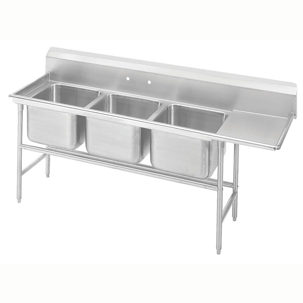009-9836024R 95" 3 Compartment Sink w/ 20"L x 28"W Bowl, 12" Deep