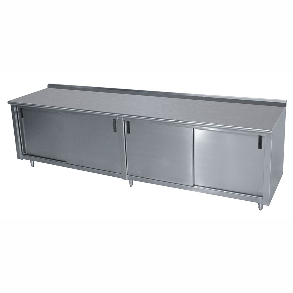 009-CFSS369M 108" Enclosed Work Table w/ Sliding Doors & Midshelf, 1 1/2" Backsplas...