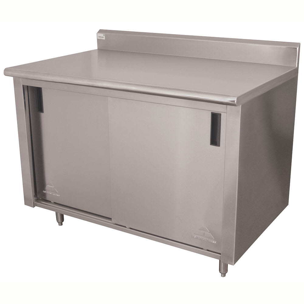 009-CKSS246M 72" Enclosed Work Table w/ Sliding Doors & Midshelf, 5" Backsplash, 24...