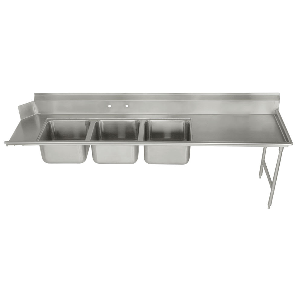 009-DTC32020108R 107" Straight Dish Table - Right to Left, 35" Right Drainboard, (3) 20...