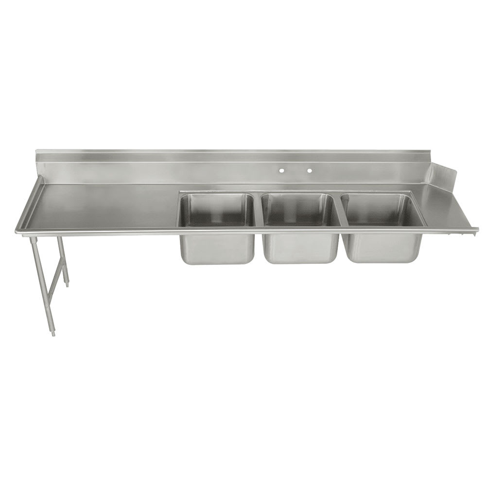 009-DTC3162084L Dish Table - (3) 16x20x12" Bowls, 15" Left Drainboard, 16 ga 304 Stainl...