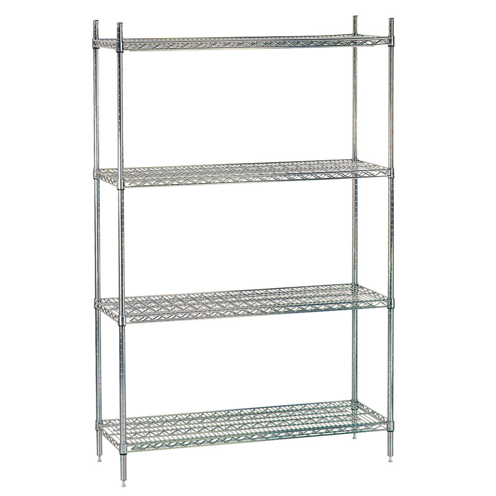 009-ECC2442 42" NSF 4-Tier Heavy-Duty Chrome Wire Shelving Unit - 24"W, 74"H