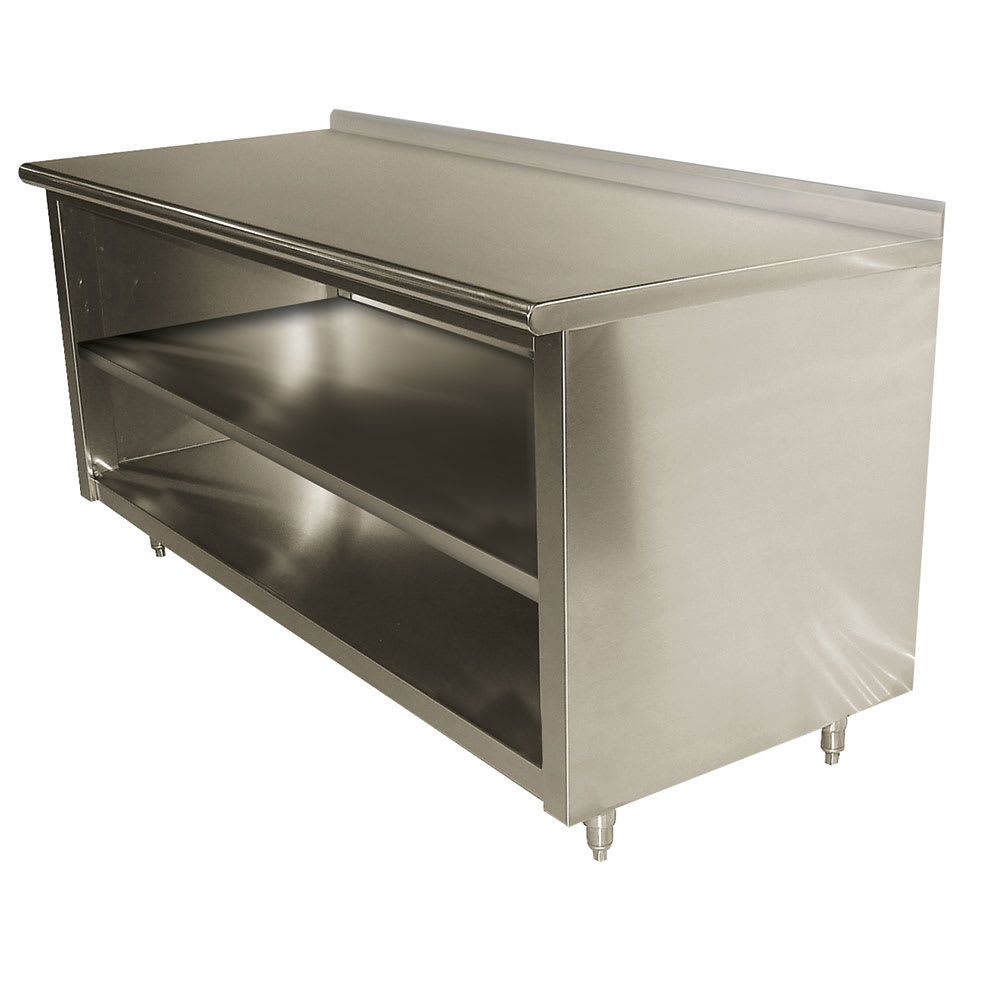 Advance Tabco EF-SS-2410M 120" Dish Cabinet w/ Open Base & Midshelf, 1 1/2" Backsplash, 24"D
