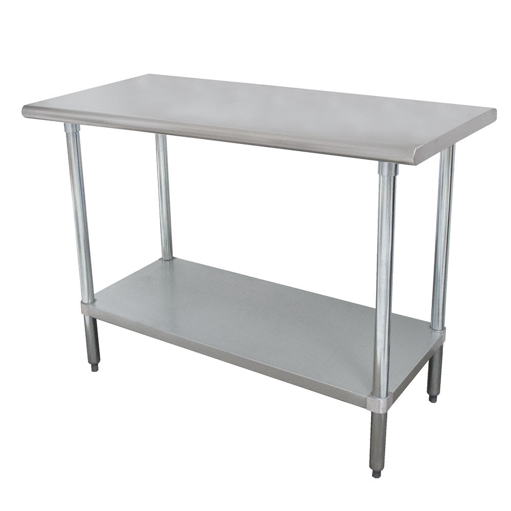 009-ELAG3082X 96" 16 ga Work Table w/ Undershelf & 430 Series Stainless Flat Top