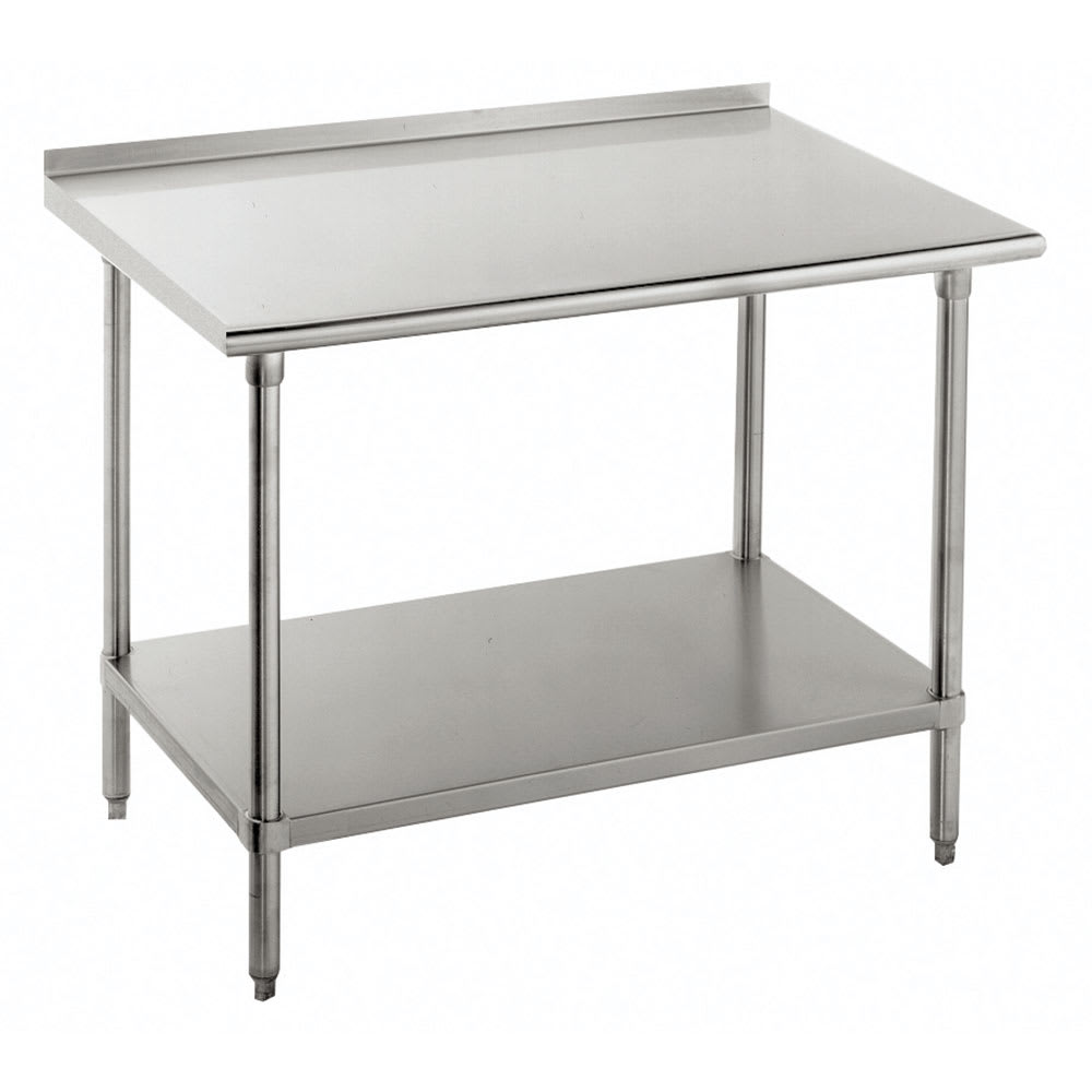 009-FAG307 84" 16 ga Work Table w/ Undershelf & 430 Series Stainless Top, 1 1/2" Ba...