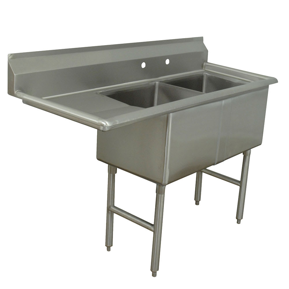 009-FC2181818L 56 1/2" 2 Compartment Sink w/ 18"L x 18"W Bowl, 14" Deep