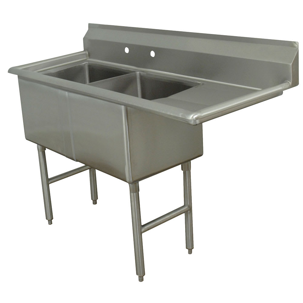 009-FC2242418RX 68" 2 Compartment Sink w/ 24"L x 24"W Bowl, 14" Deep