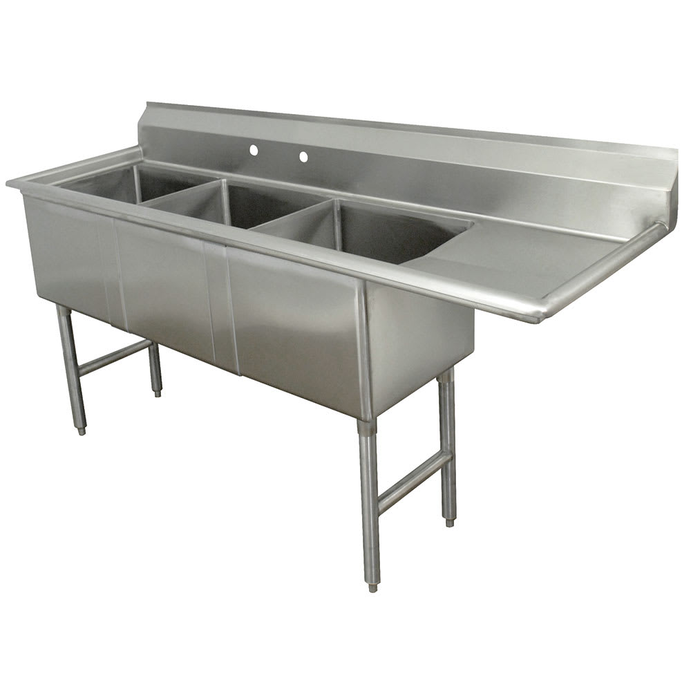 009-FC3162018R 68 1/2" 3 Compartment Sink w/ 16"L x 20"W Bowl, 14" Deep