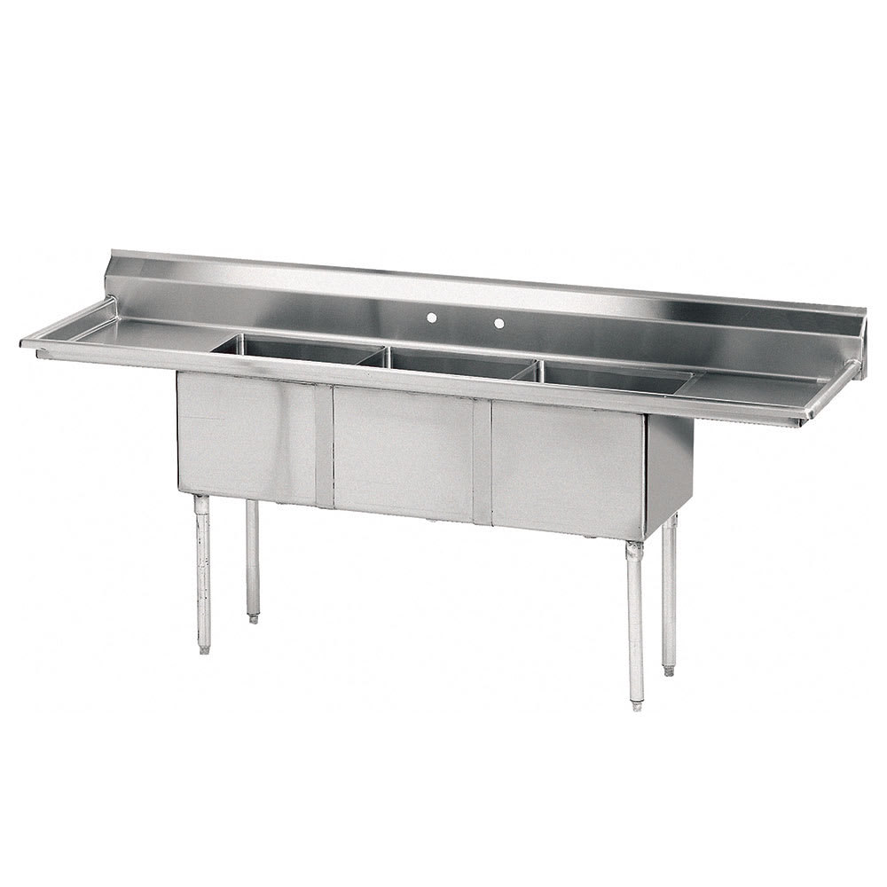 009-FE3181218RLX 90" 3 Compartment Sink w/ 18"L x 18"W Bowl, 12" Deep