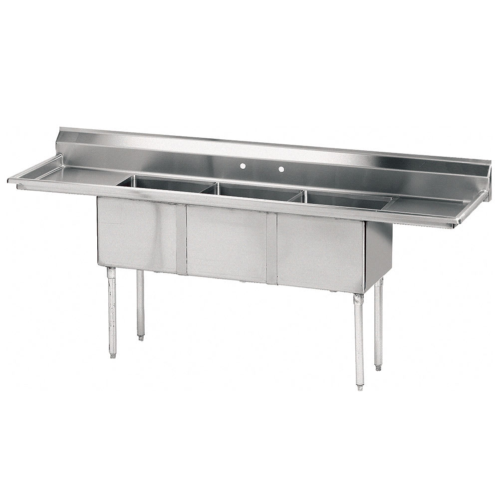 009-FE3182424RLX 102" 3 Compartment Sink w/ 18"L x 24"W Bowl, 14" Deep