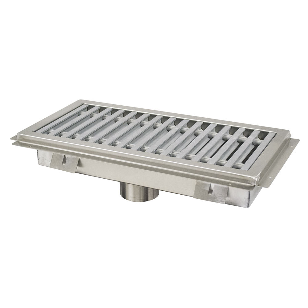 009-FFTG2448 Floor Trough - Removable Strainer Basket, Fiberglass Grating, 24" x 48" x...