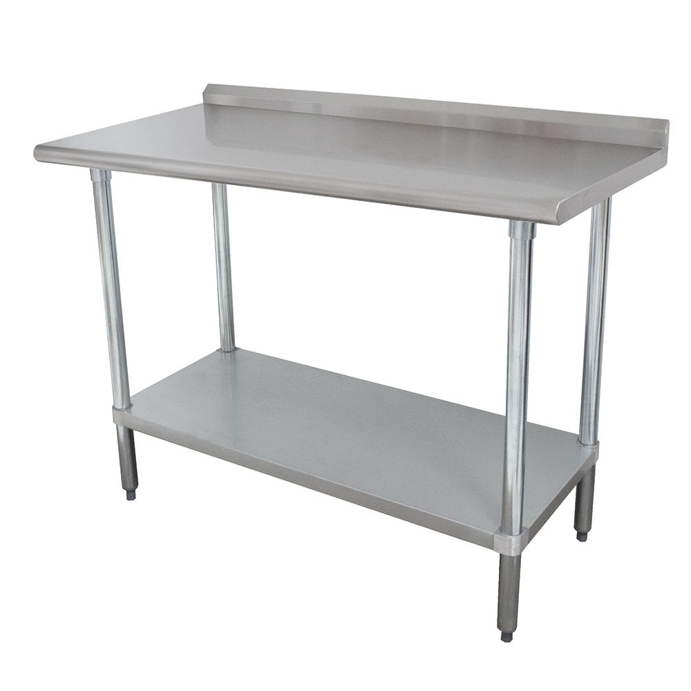 009-FLAG2462X 72" 16 ga Work Table w/ Undershelf & 430 Series Stainless Top, 1 1/2"...
