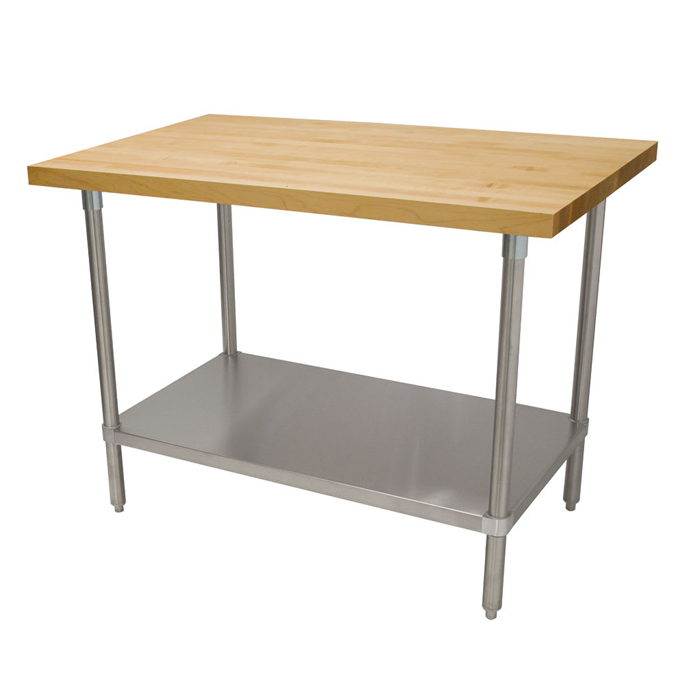 009-H2S245 1 3/4" Maple Top Work Table w/ Undershelf, 60"L x 24"D