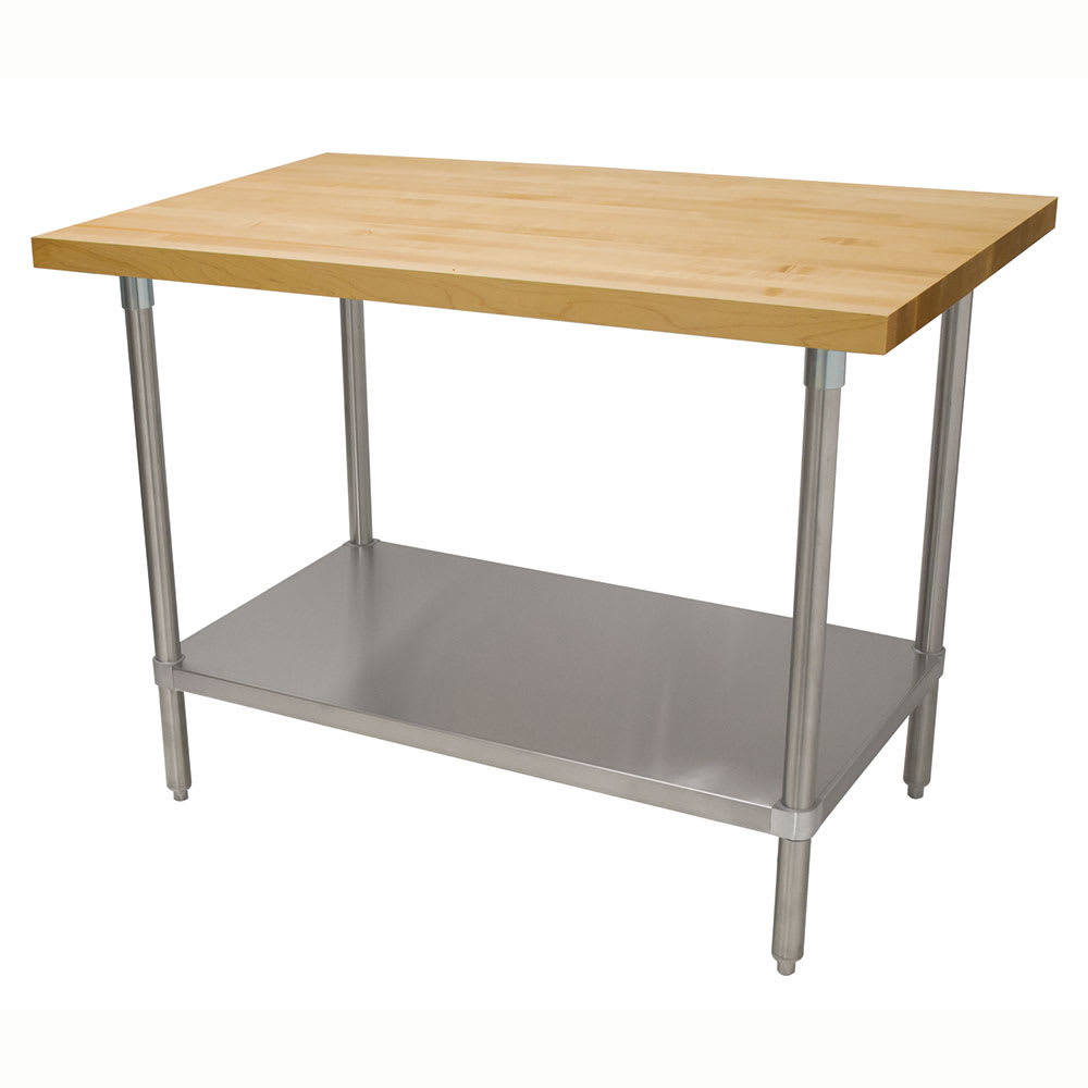 009-H2S306 1 3/4" Maple Top Work Table w/ Undershelf, 72"L x 30"D