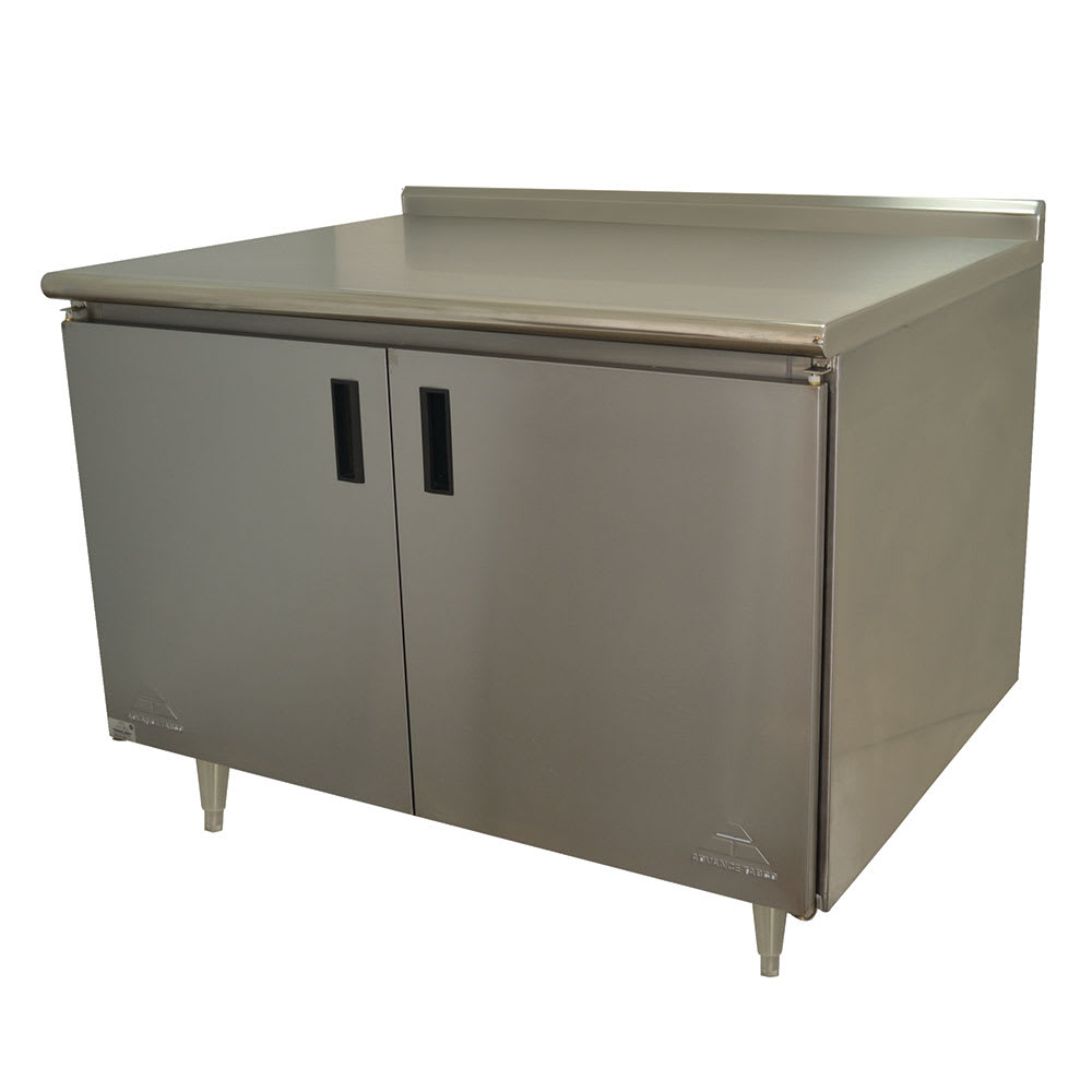 009-HKSS304M 48" Enclosed Work Table w/ Swing Doors & Midshelf, 5" Backsplash, 30&q...