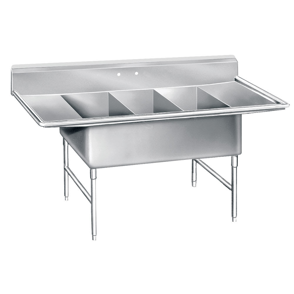 009-K73303024RL 138" 3 Compartment Sink w/ 30"L x 30"W Bowl, 14" Deep