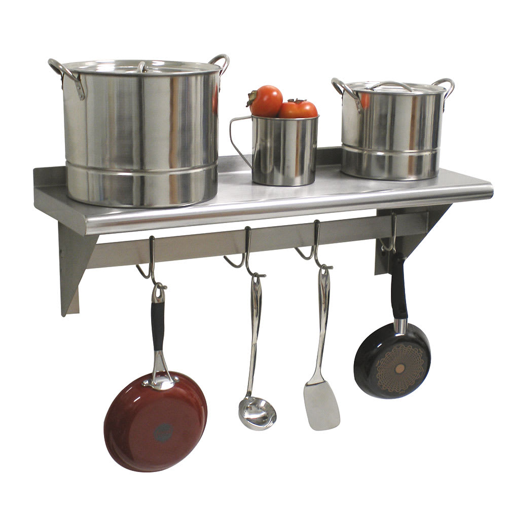 009-PS15120 Solid Wall Mounted Shelf, 120"W x 15"D, Stainless