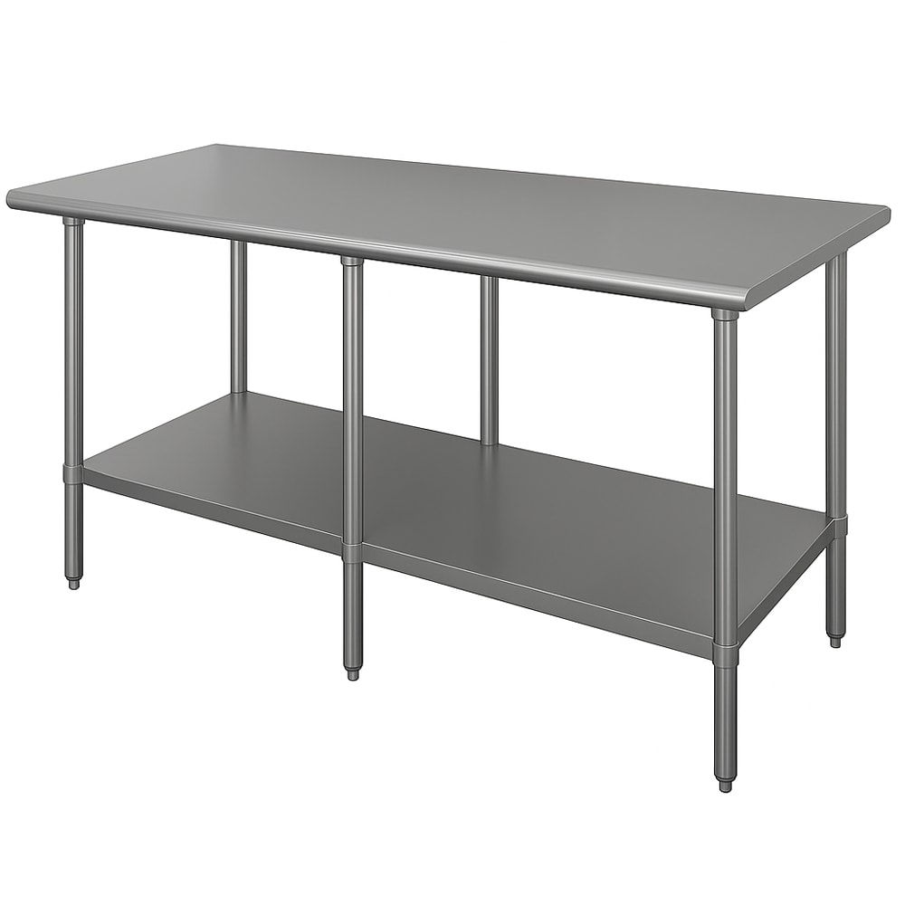 009-SLAG248X 96" 16 ga Work Table w/ Undershelf & 430 Series Stainless Flat Top