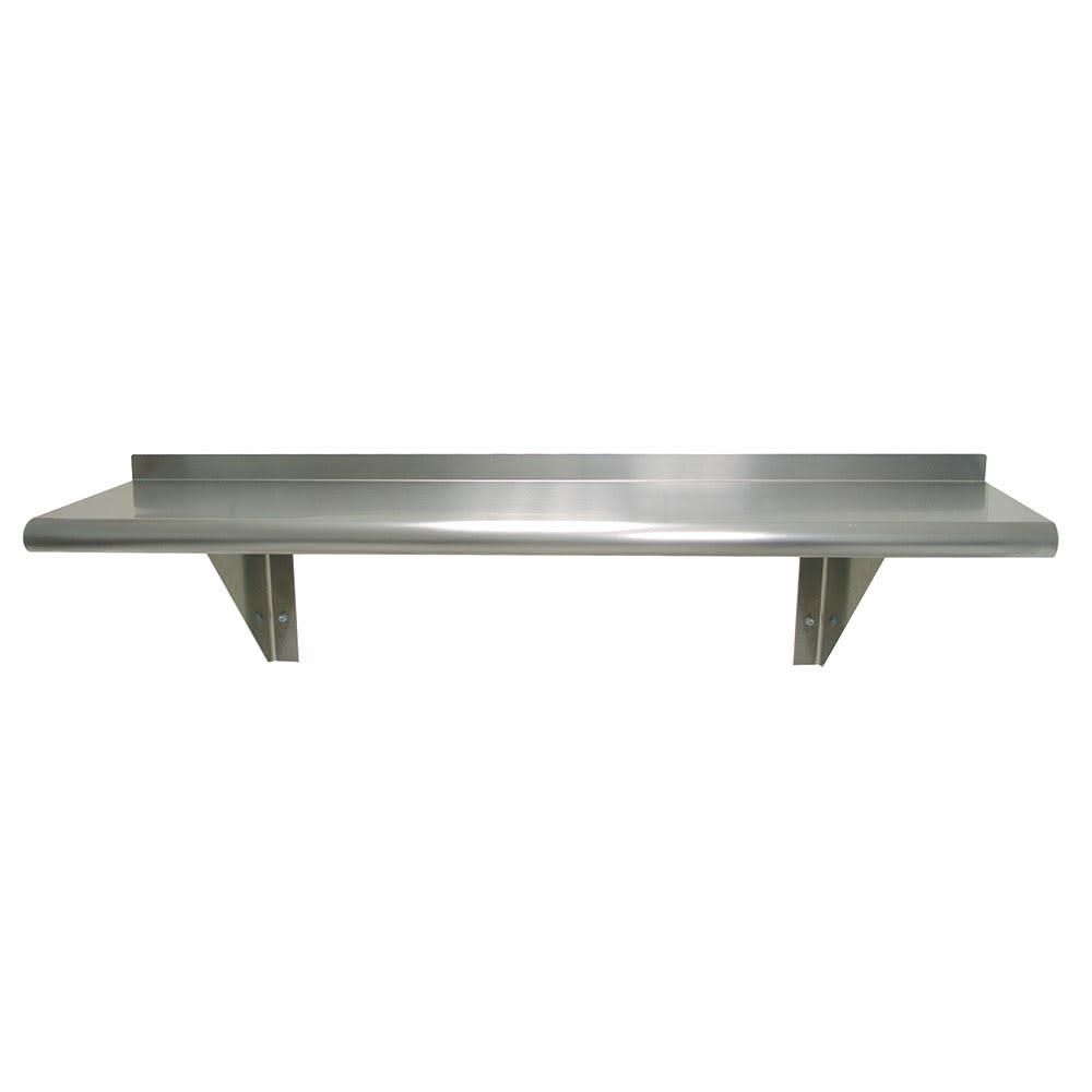 009-WS10144 Solid Wall Mounted Shelf, 144"W x 10"D, Stainless