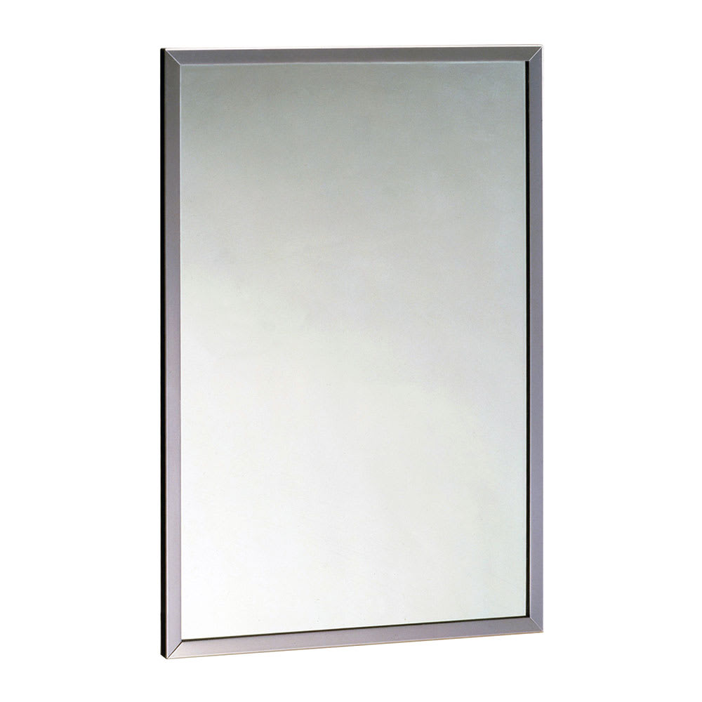 Bobrick B16581830 B-1658 Series Tempered Glass Channel Frame Mirror, 18" X 30"