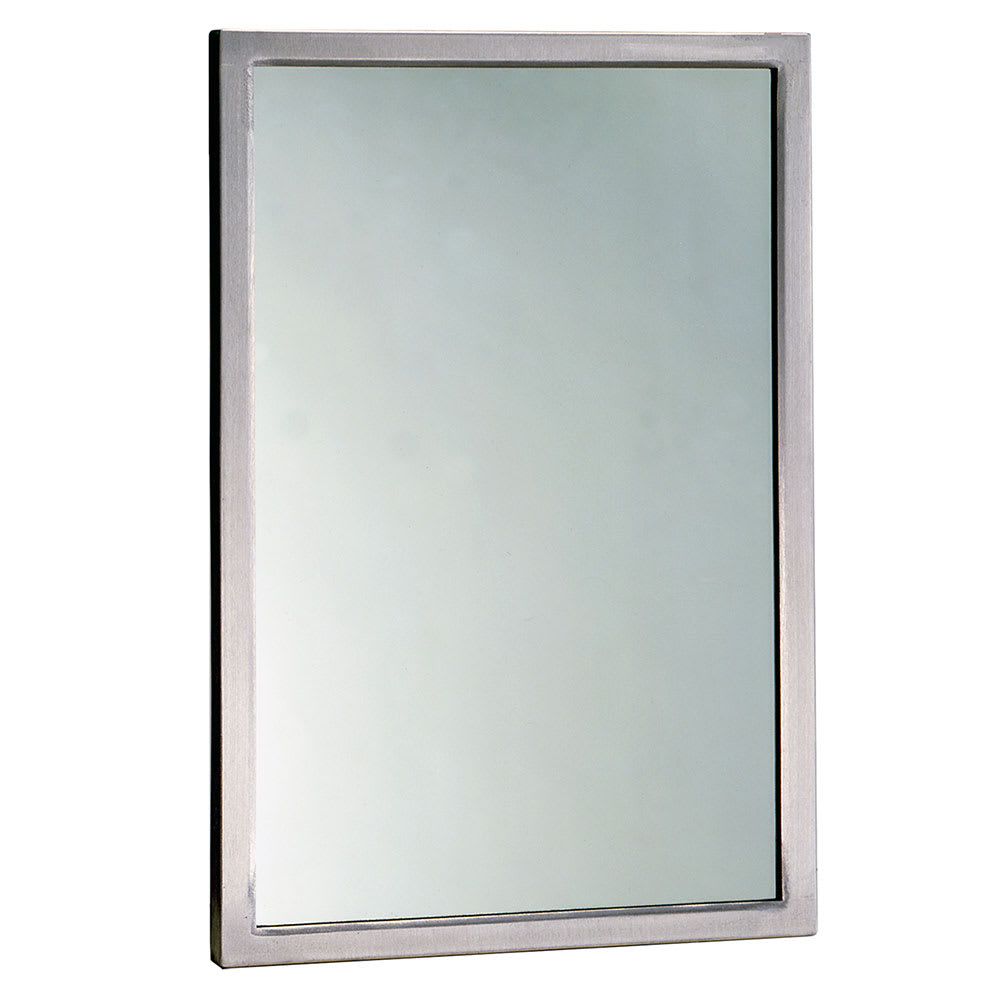 Bobrick B-29082436 B-2908 Series Welded Frame Tempered Glass Mirror, 24" X 36"