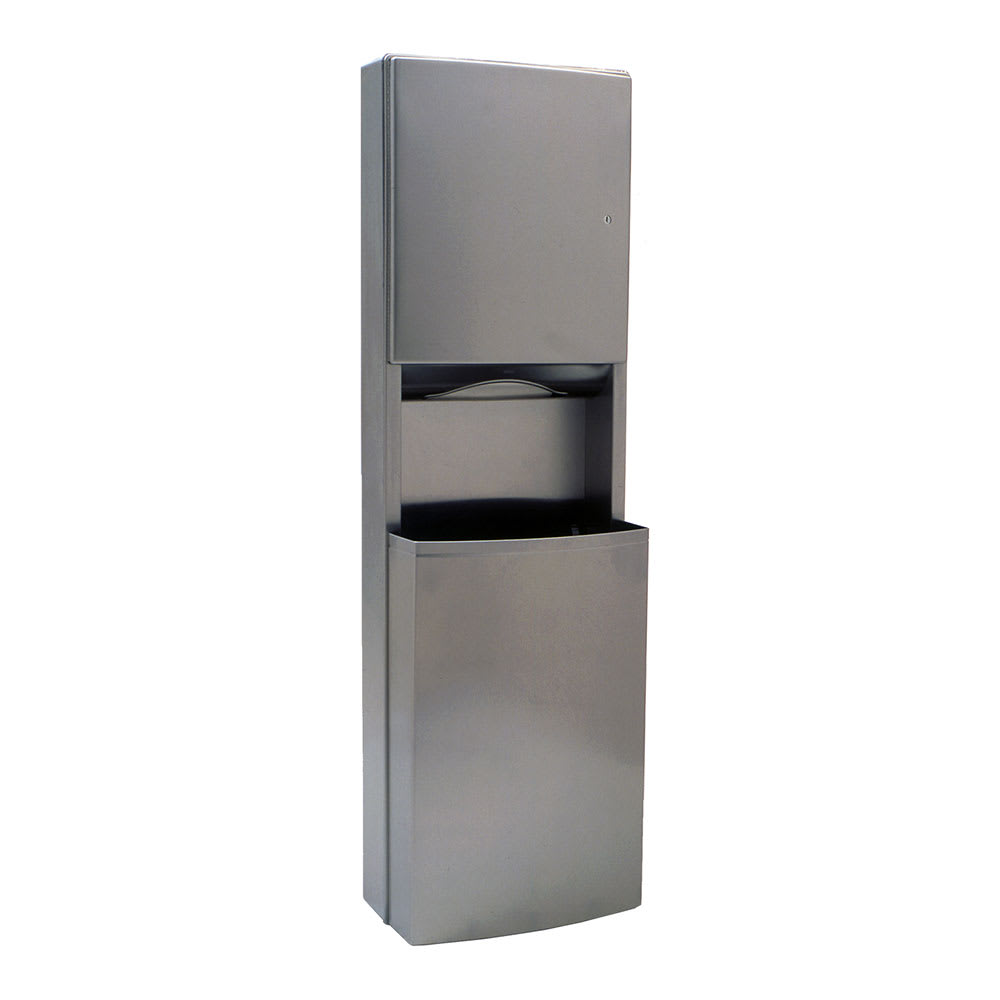 016-B43949 15 gallon Surface Mount Paper Towel Dispenser w/ Bathroom Trash Can, Stainless