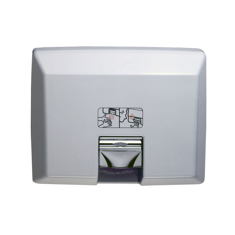 Bobrick B750 Automatic Recessed Hand Dryer w/ 80 Second Dry Time - White, 115v