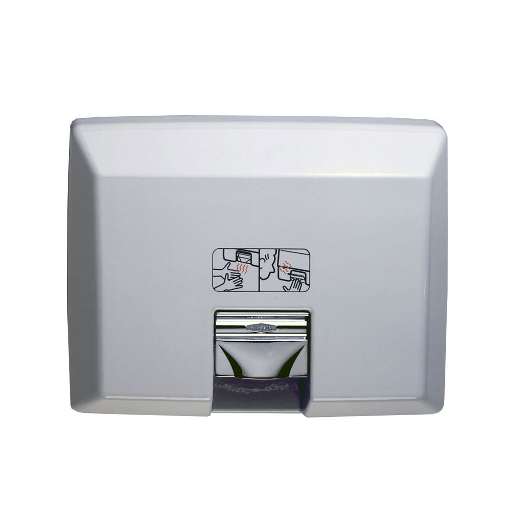 Bobrick B750 Automatic Recessed Hand Dryer w/ 80 Second Dry Time - White, 208 240v/1ph