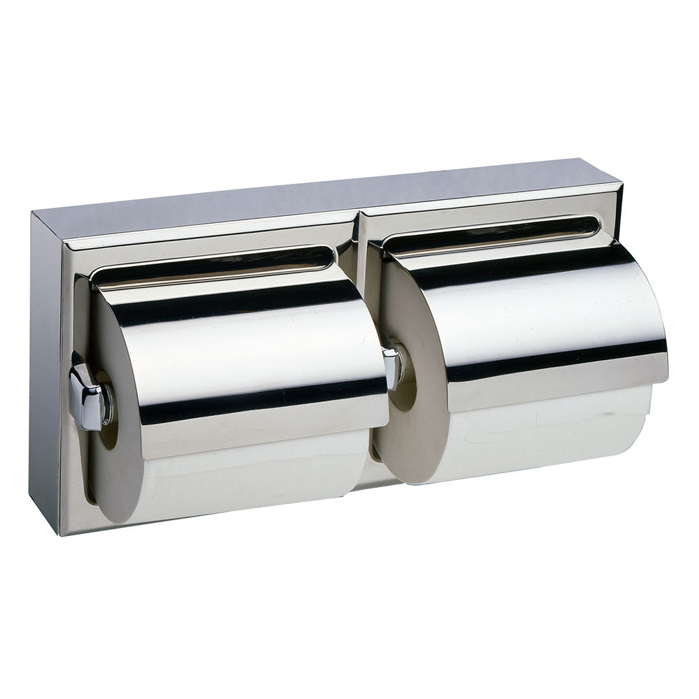 016-B6999 Surface Mounted 2 Roll Toilet Tissue Dispenser w/ Hood, Polished