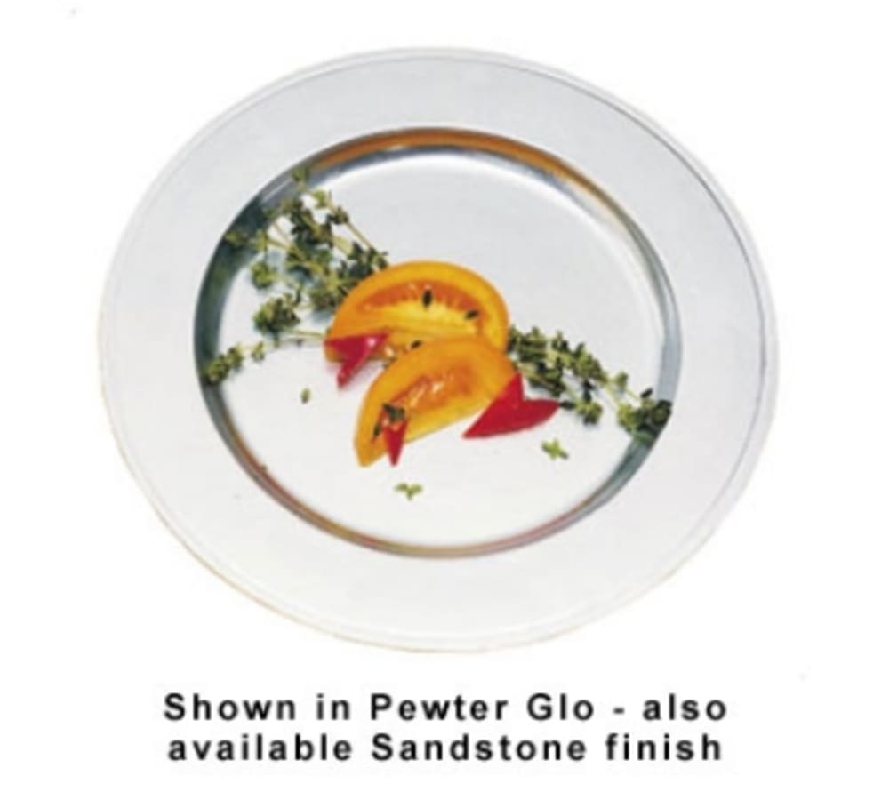 017-1022P 11" Rimmed Dinner Plate, Aluminum/Pewter-Glo