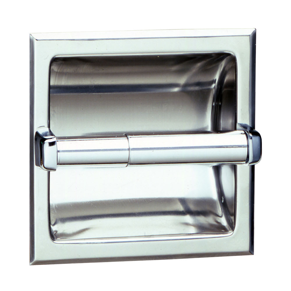 016-B6677 Recessed Toilet Tissue Dispenser, Holds 1 Roll, Satin Stainless
