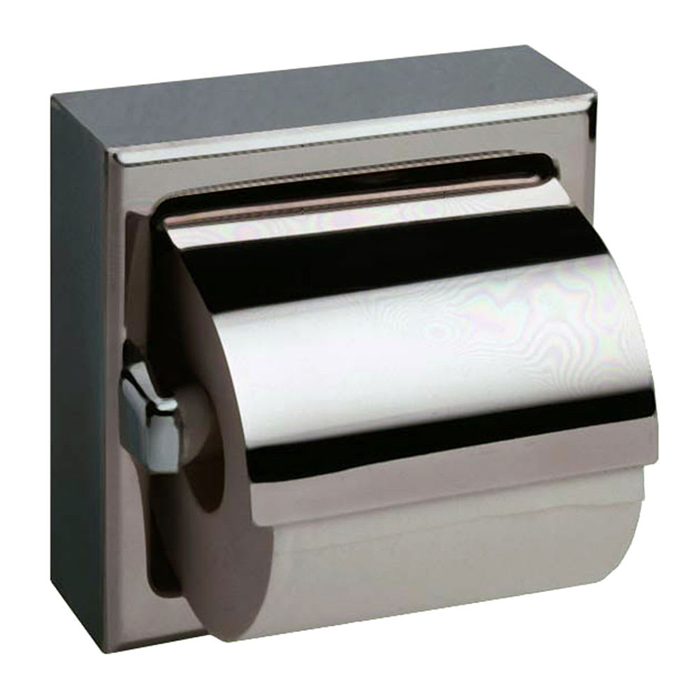 Bobrick B-66997 Surface Mounted Toilet Tissue Dispenser w/ Hood, Single, Satin