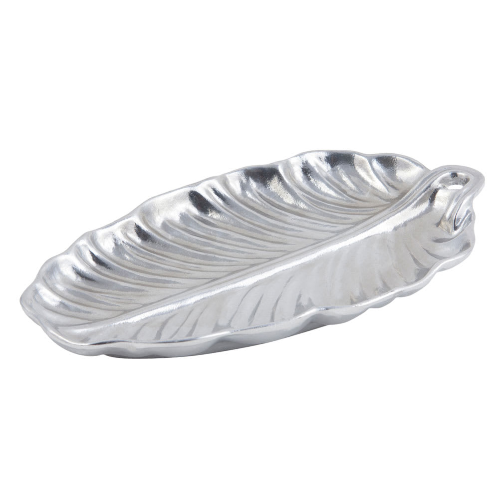 017-9802P Leaf Design Serving Platter, 11 x 19 1/2", Aluminum/Pewter Glo