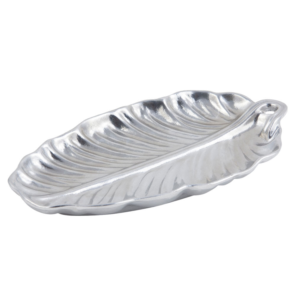 017-9800P Leaf Design Serving Platter, 5 1/2" x 10", Aluminum/Pewter Glo