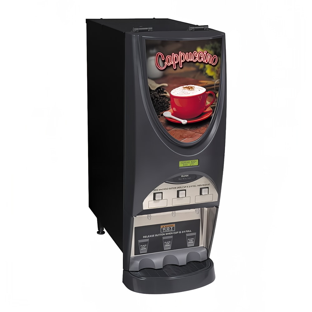 Bunn iMIX-3 4 1/2 gal Hot Beverage Dispenser w/ (3) 8 lb Hoppers &  Cappuccino Display, Black (38600.0050)