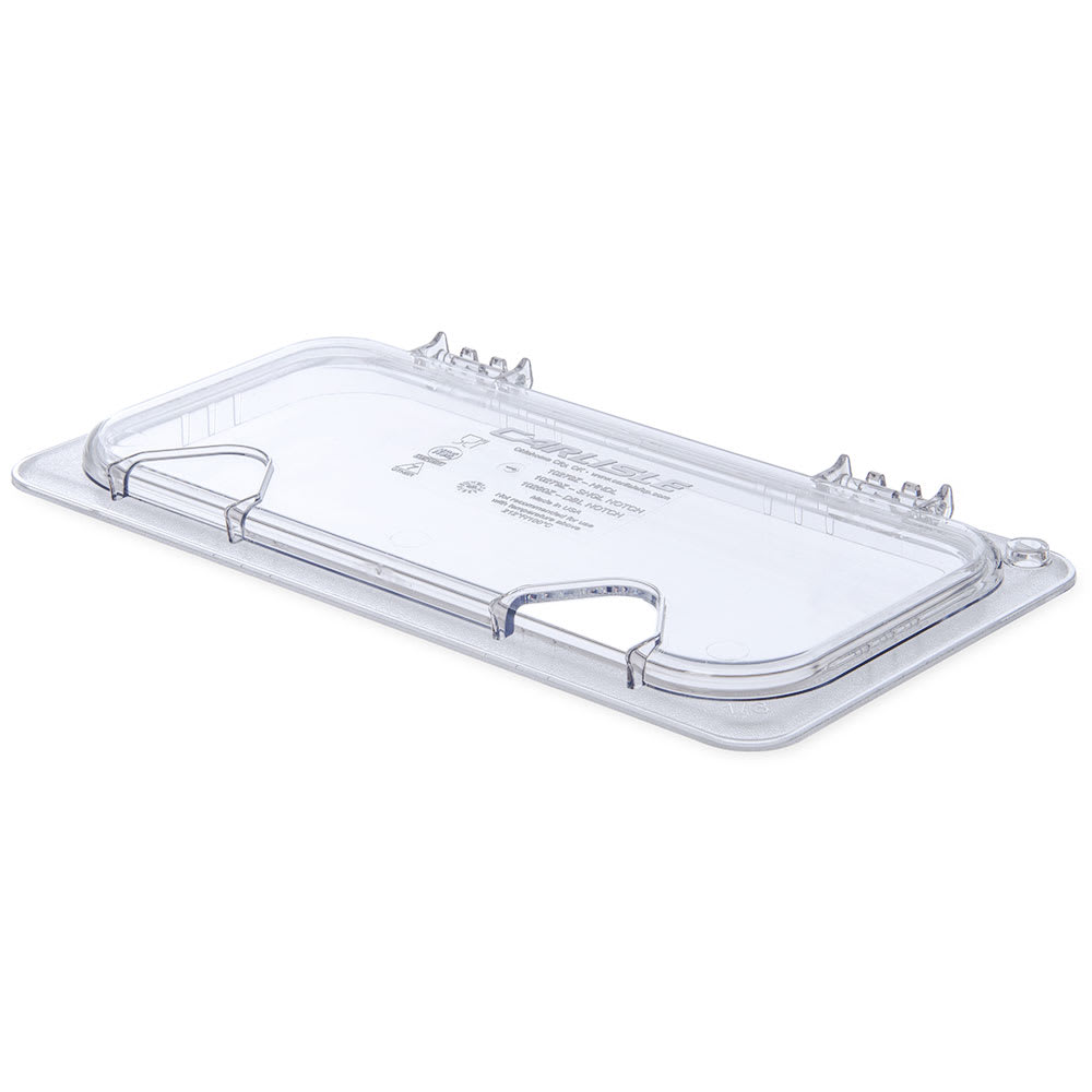 Carlisle 10279Z07 Universal Third-Size Hinged Food Pan Lid - Notched, Polycarbonate, Clear