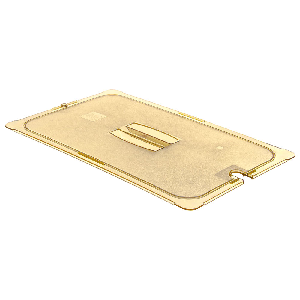 028-10411U13 Universal Full Size High Heat Food Pan Notched Lid - Amber