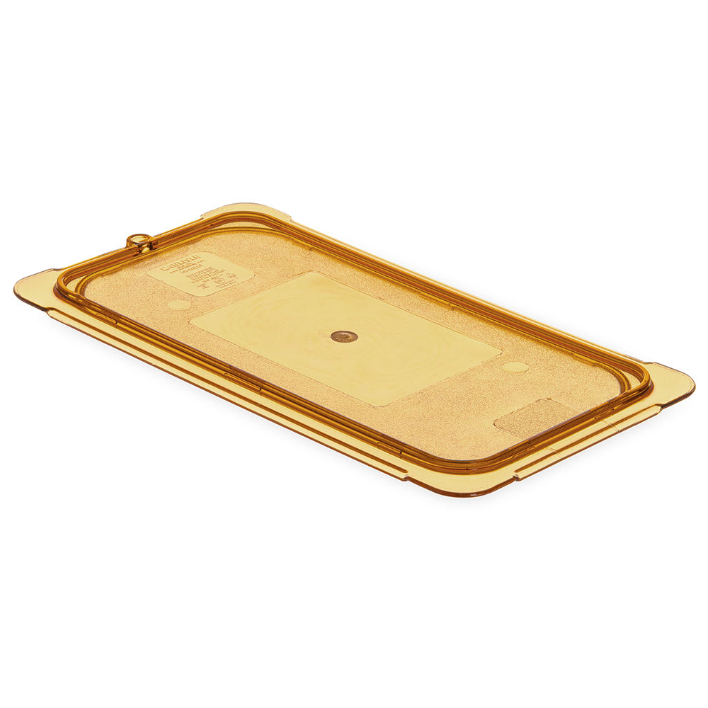028-10471U13 Universal 1/3 Size High Heat Food Pan Notched Lid - Amber