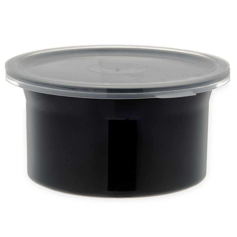 028-030003 3/5 qt Classic Salad Crock with Lid - Plastic, Black
