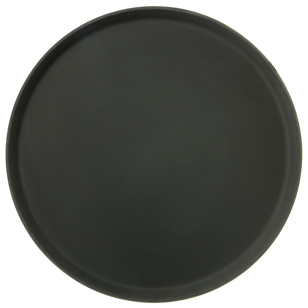 028-1600GRBK 16" Round Serving Tray - Fiberglass, Black