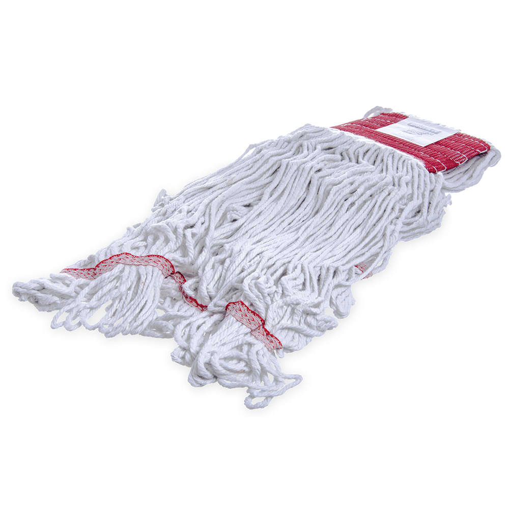 028-369424B00 Wet Mop Head - 4 Ply Synthetic/Cotton Blend Yarn, White/Red