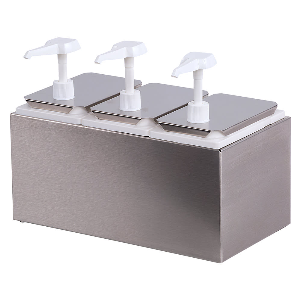 028-38503 Topping Rail Condiment Dispenser w/ (3) Pumps, (1) oz Stroke, Stainless
