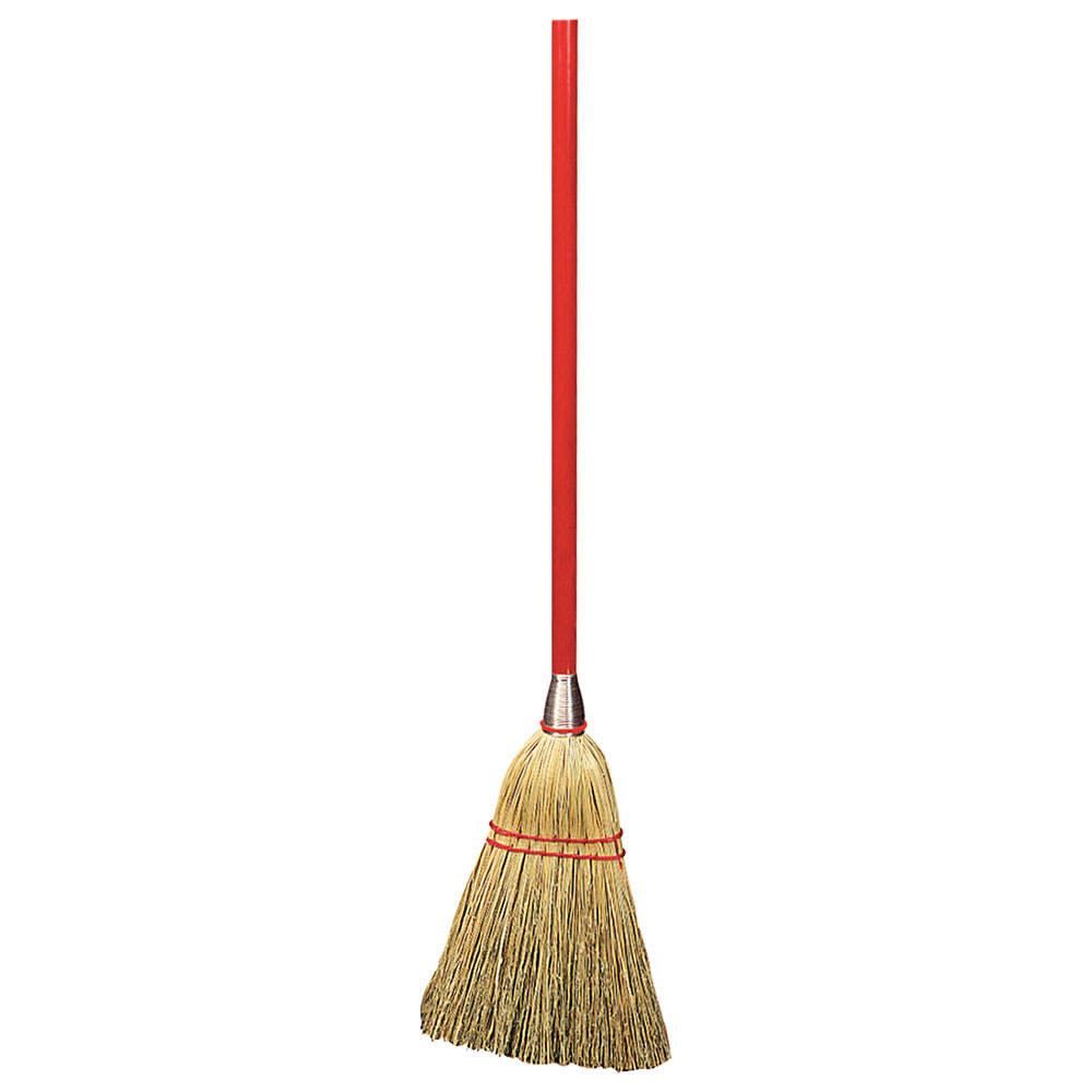 028-368100 34"L Flo-Pac® Lobby Broom w/ Straight Corn Bristles & Red Handle