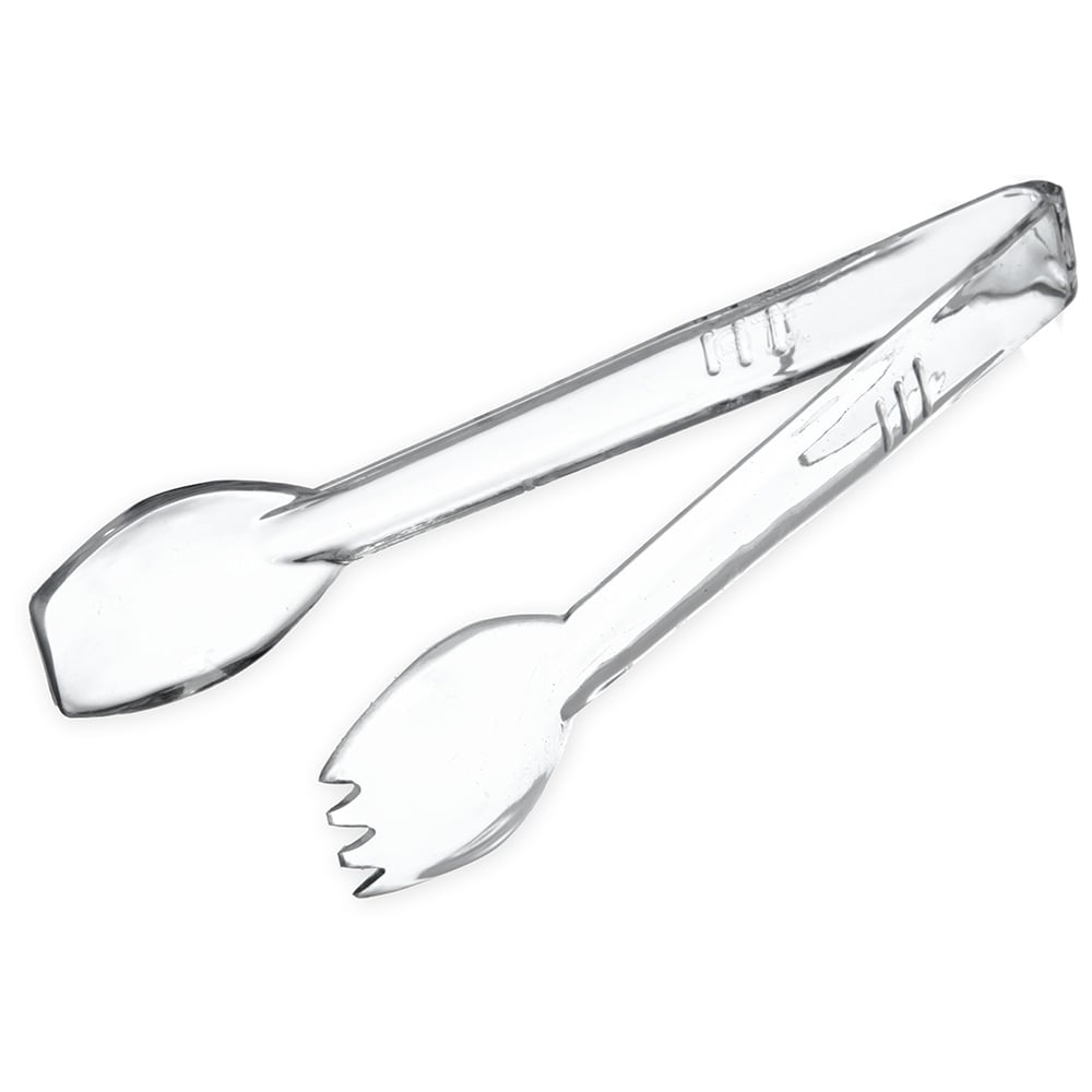 028-4009 9"L Plastic Salad Tongs, Clear